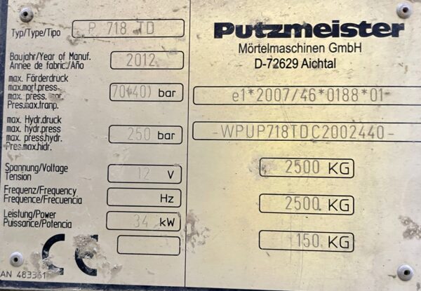 PUTZMEISTER P 718 TD - Imagen 6